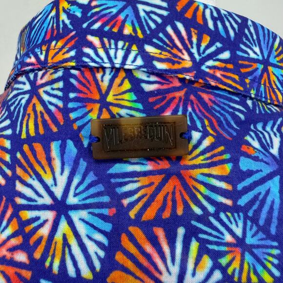 VILEBREQUIN Geometric Cotton Shirtdress Womens L Multi Turtle Shell Print Resort - Picture 4 of 16